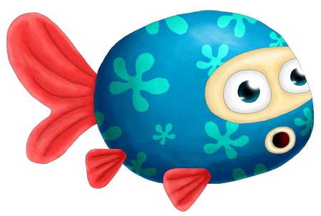 painting digital goldfish blueの写真素材