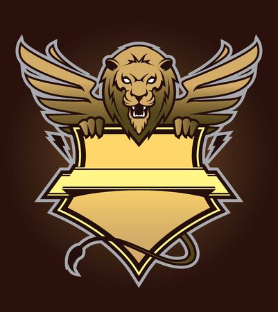 Roaring lion. Coat of arms. Design elementのイラスト素材