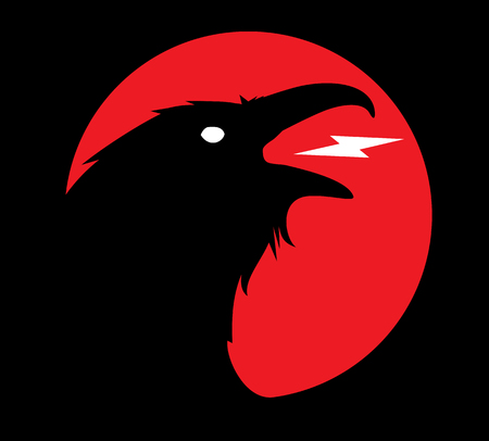 Dark Evil heraldic raven. Mascot, logotype, label.のイラスト素材