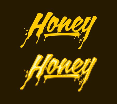 Honey lettering text. Hand drawn calligraphy vector illustration.のイラスト素材