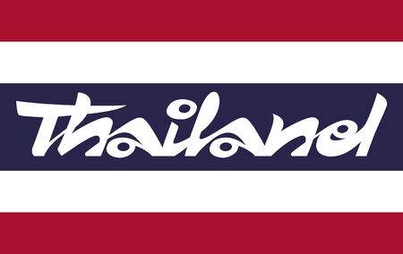 Handwritten word Thailand on Thai Flag. Hand drawn lettering. Calligraphic element for your design. Vectorのイラスト素材