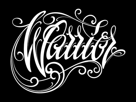 Warrior lettering in modern tattoo style. Design elementのイラスト素材