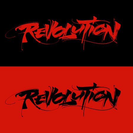 Revolution lettering text. modern calligraphy style vector illustration.のイラスト素材