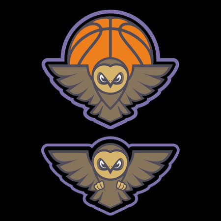 Owl mascot design vector with modern illustration concept style for badge, emblem and tshirt printing. angry owl illustration for sport team.のイラスト素材