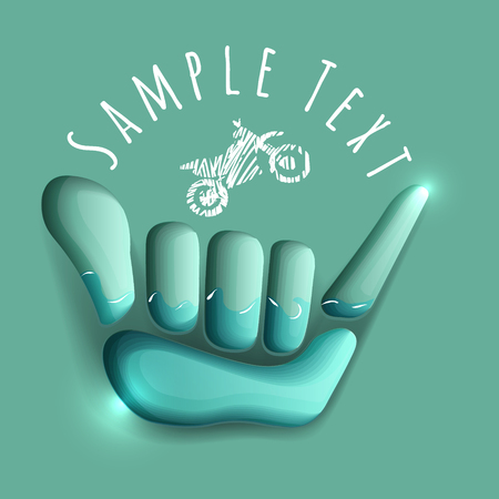 vector logo illustration. Shaka and bike symbol. sport game emblem. Sportsclub or championship symbol.のイラスト素材