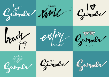 Summer lettering set of cards.のイラスト素材