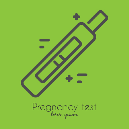 Vector line style logo or label template. Pregnancy test. Isolated on background and easy to use concept. Perfect design logotype for your business.のイラスト素材
