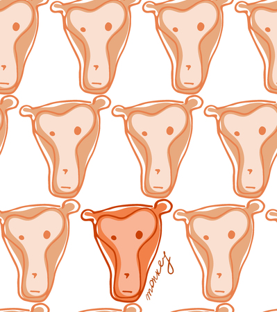 Cute hand drawn monkey seamless patternのイラスト素材
