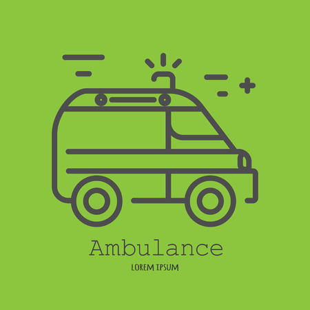 Vector line style logo or label template. Ambulance. Isolated on background and easy to use concept. Perfect design logotype for your business.のイラスト素材
