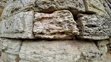 Texture of ancient stone wallの写真素材