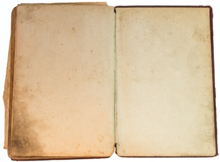 Old yellow hand-written book isolated on white backgroundの写真素材