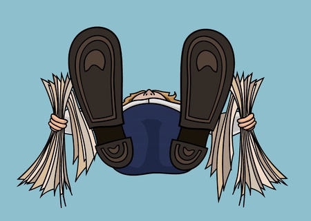 Bottom view of office worker with stack of  documentsのイラスト素材