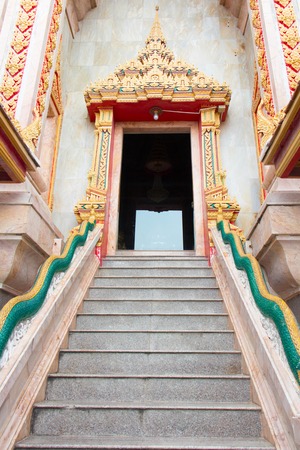 High stair in Buddhist temple in Asia, Thailandの写真素材
