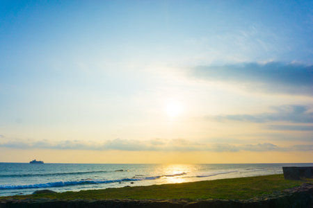Long Exposure of Soft and colorful sunsetの写真素材