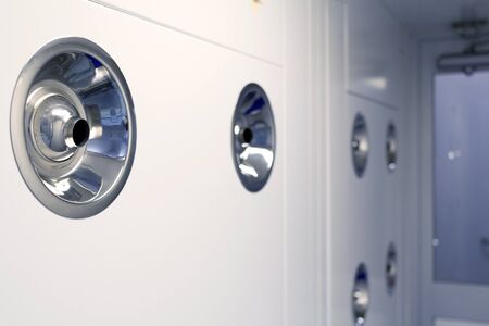 Clean room air shower for remove deposit particles before enter inside clean room.