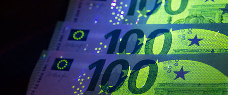 Various security features have been incorporated into all euro banknotes to protect them against counterfeitingの写真素材