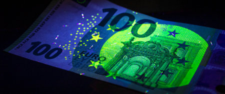 Various security features have been incorporated into all euro banknotes to protect them against counterfeitingの写真素材