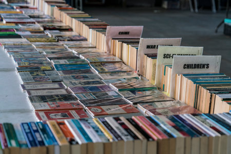 Second Hand Books - Street sale on South Bank LONDON, ENGLAND - FEBRUARY 22, 2016のeditorial素材