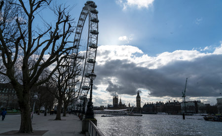 South Bank of River Thames LONDON, ENGLAND - FEBRUARY 22, 2016のeditorial素材