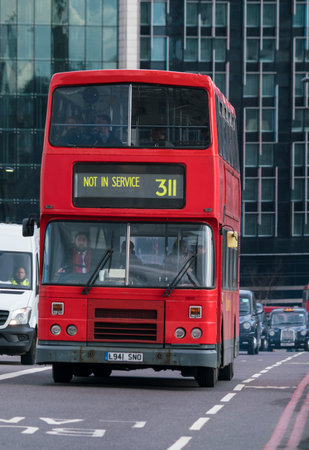 Old London Bus LONDON, ENGLAND - FEBRUARY 22, 2016のeditorial素材