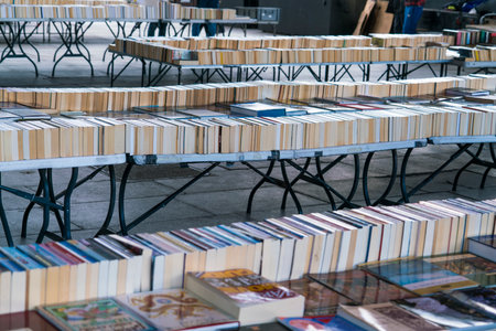 Second Hand Books - Street sale on South Bank LONDON, ENGLAND - FEBRUARY 22, 2016のeditorial素材