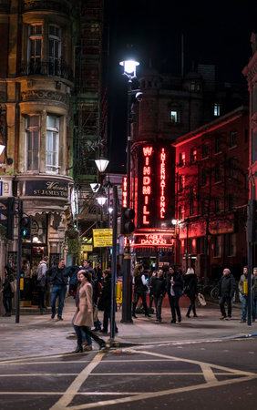 Famous Windmill Table Dance bar at London's West End - Soho LONDON, ENGLAND - FEBRUARY 22, 2016のeditorial素材