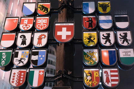 Famous Swiss Clock at Leicester Square LONDON, ENGLAND - FEBRUARY 22, 2016のeditorial素材