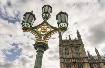 Beautiful street lantern on Westminster Bridgeの写真素材