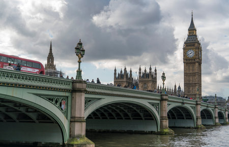 Houses of Parliament Big Ben and Westminster Bridgeのeditorial素材