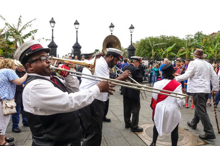 Typical street musicians for jazz music in New Orleansのeditorial素材