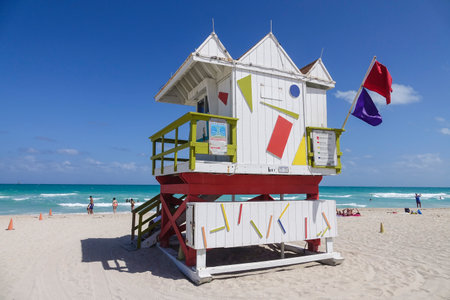 Lifeguard Tower at M;iami Beach - Rescue towerのeditorial素材