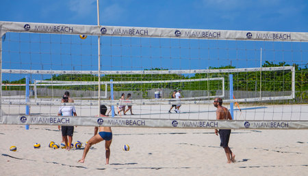 Beach volleyball at South Beachのeditorial素材
