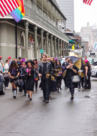 Parade of Street musicians in New Orleans French Quarterのeditorial素材