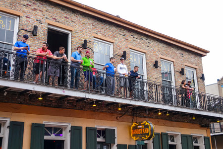Balcony at Burbon Street French Quarter of New Orleansのeditorial素材