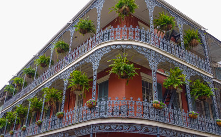 Typical New Orleans mansions with balconyのeditorial素材