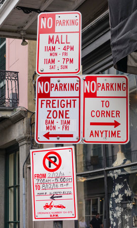 No stopping street signs in New Orleansのeditorial素材