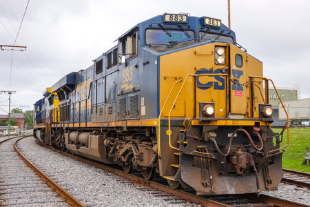 Big train arriving in New Orleansのeditorial素材