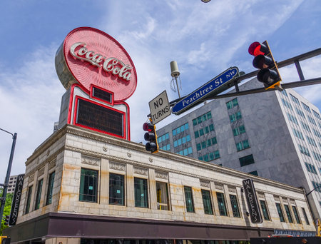 Coca Cola at Peachtree street Atlantaのeditorial素材