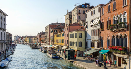 The romantic canals in the city of Veniceのeditorial素材