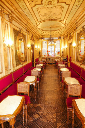 Famous cafe Florian in Venice on St Mark s sqaure - Piazza San Marcoのeditorial素材