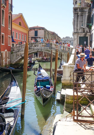 Famous Gondola service in the canals of Veniceのeditorial素材
