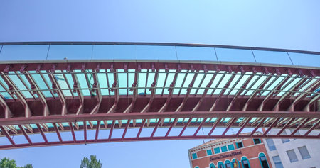 Modern Bridge over Grand Canal in Venice at Piazzale Romaのeditorial素材