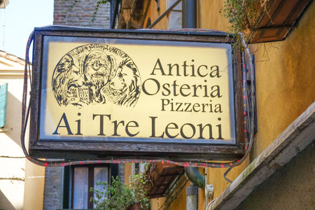 Old Osteria restaurant Ai Tre Leoni in Veniceのeditorial素材