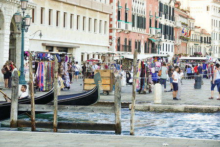 Famous Riva degli Schiavoni Walk in Veniceのeditorial素材