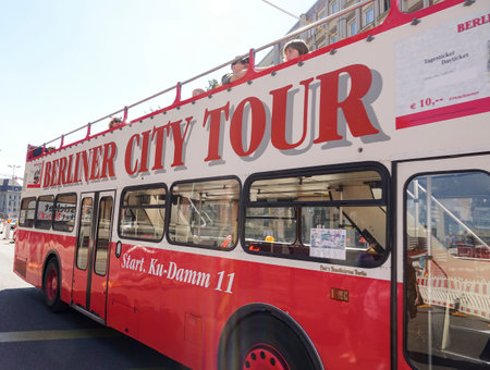 Berlin City Tour sightseeing bus - BERLIN / GERMANY - AUGUST 31, 2016のeditorial素材