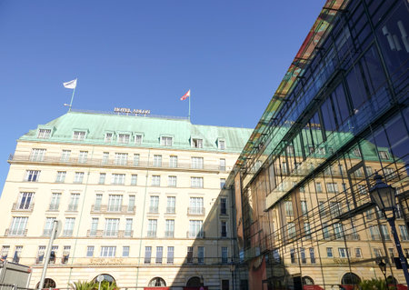 Adlon Hotel and Academy of Arts in Berlin - BERLIN / GERMANY - AUGUST 31, 2016のeditorial素材