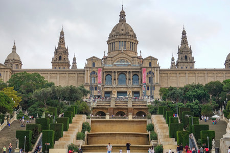 MNAC museum at National Palace Barcelona - Palau Nacional in Barcelonaのeditorial素材