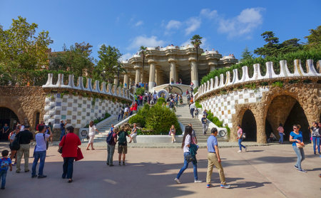 Beautiful Park Guell in Barcelonaのeditorial素材