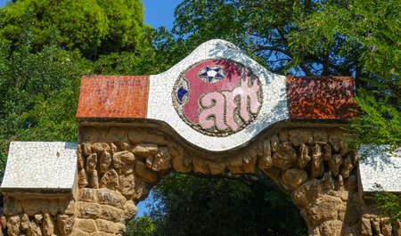 Mosaic Art at Park Guell in Barcelonaのeditorial素材