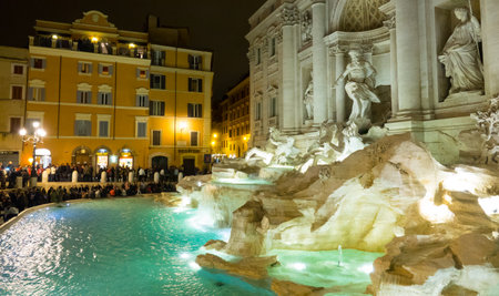 Amazing Fountains of Trevi in the city of Rome - ROME, ITALY - NOVEMBER 5, 2016のeditorial素材